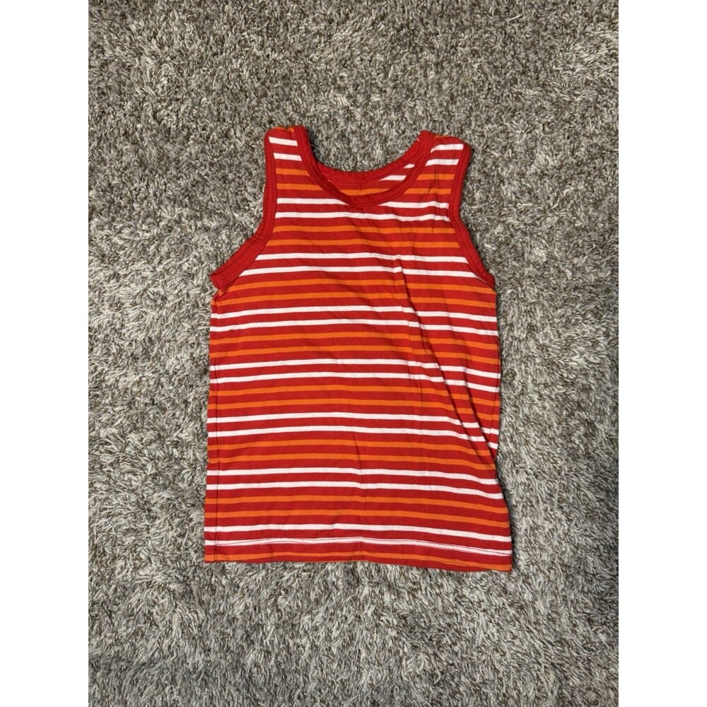Cat & Jack Toddler Boys 2T Red Orange White Striped Tank Top Sleeveless Summer